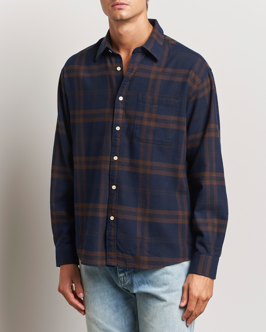 Men | Shirts | NN07 | Deon Flannel Shirt Blue/Brown