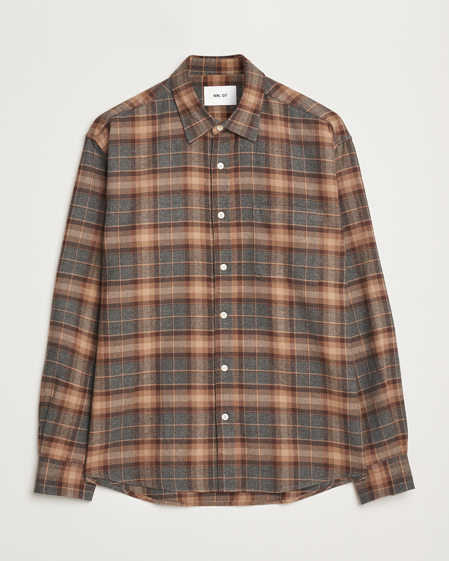 Men | Shirts | NN07 | Deon Flannel Checked Shirt Rust Red