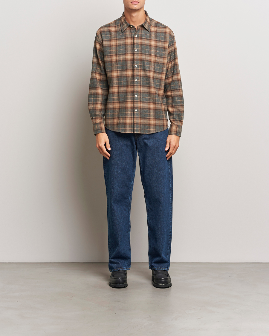 Men | Shirts | NN07 | Deon Flannel Checked Shirt Rust Red