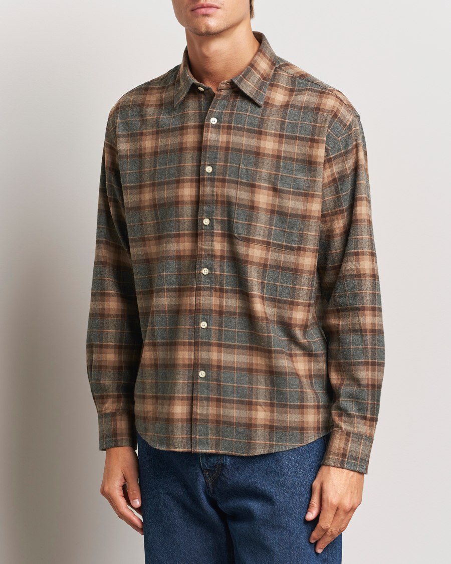 Men | Shirts | NN07 | Deon Flannel Checked Shirt Rust Red