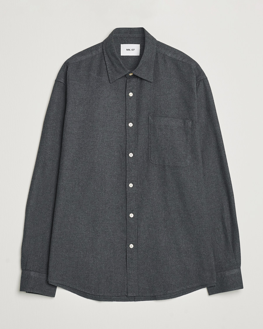 Men | Shirts | NN07 | Deon Flannel Shirt Dark Grey Melange