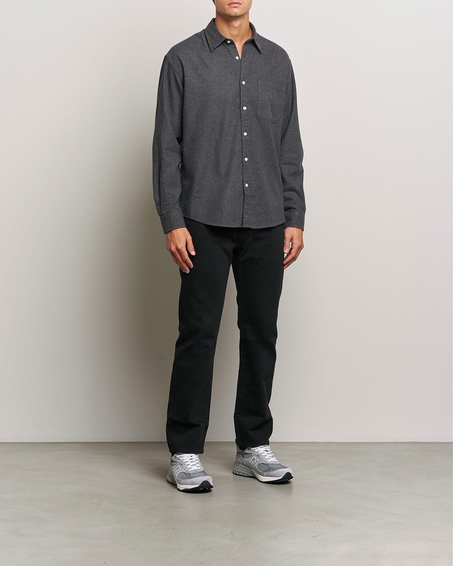 Men | Shirts | NN07 | Deon Flannel Shirt Dark Grey Melange