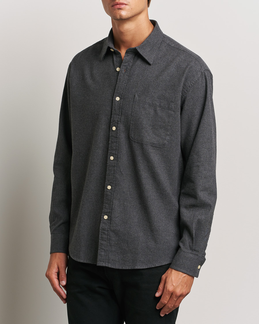 Men | Shirts | NN07 | Deon Flannel Shirt Dark Grey Melange