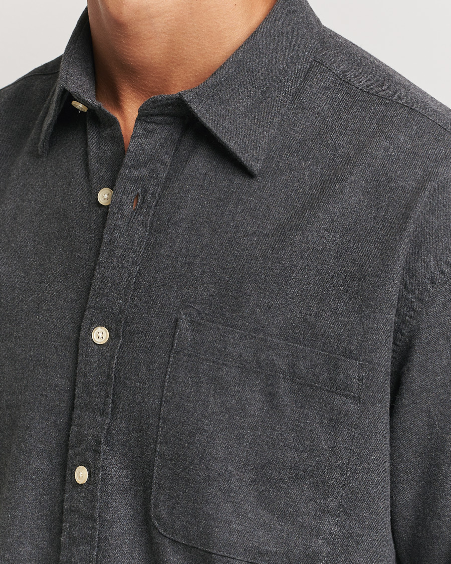 Men | Shirts | NN07 | Deon Flannel Shirt Dark Grey Melange