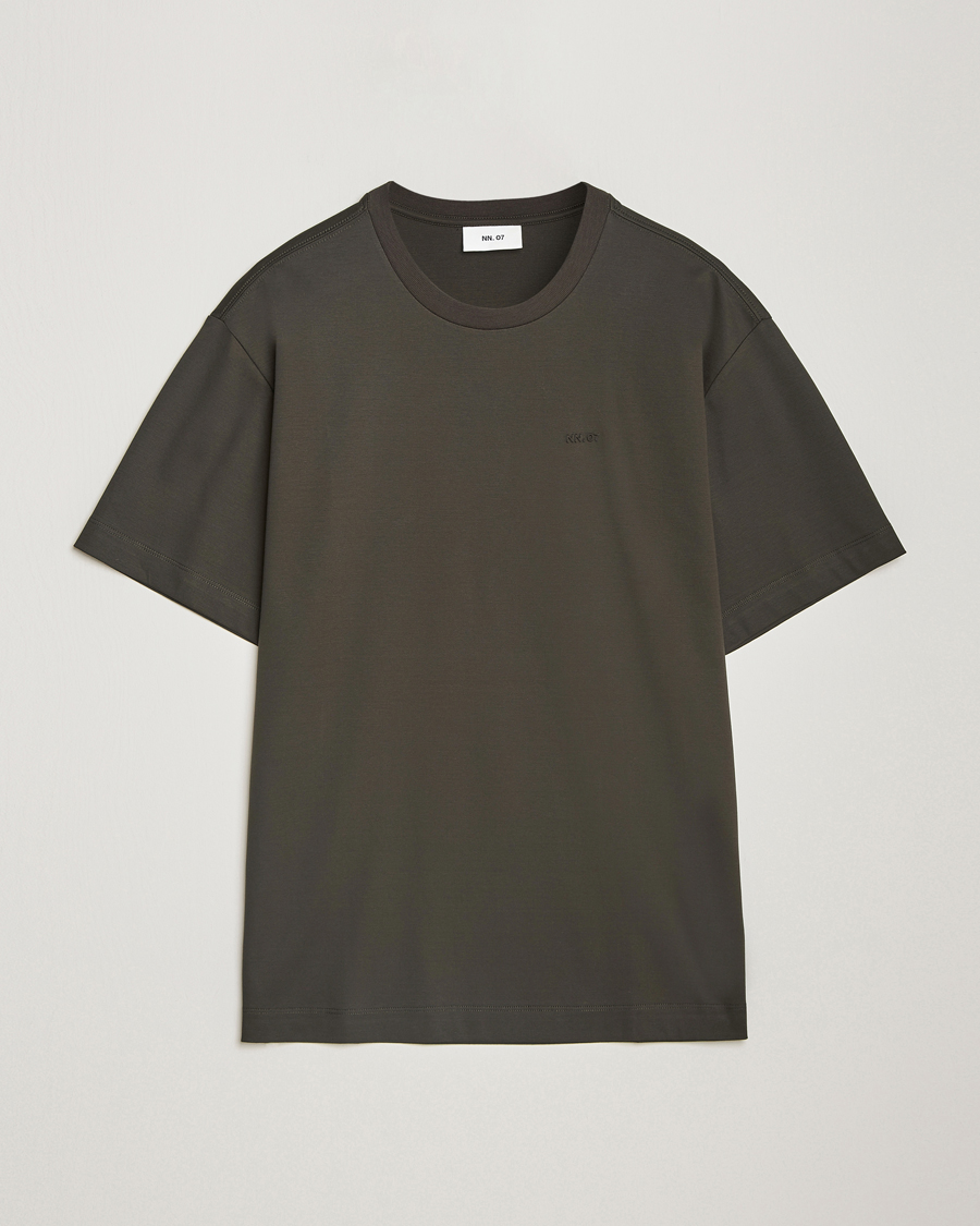 Men | T-Shirts | NN07 | Nat Logo Mercerized Crew Neck T-Shirt Dark Army