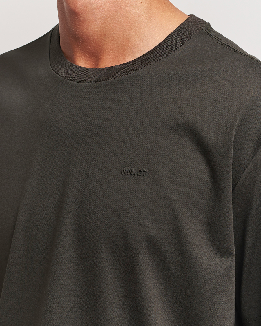 Men | T-Shirts | NN07 | Nat Logo Mercerized Crew Neck T-Shirt Dark Army