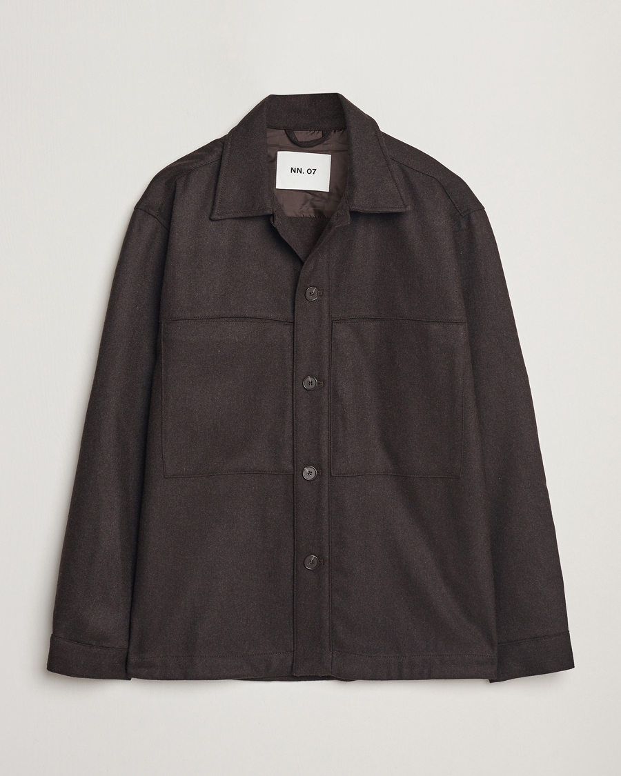 Men | Shirts | NN07 | Isak Wool Overshirt Dark Brown