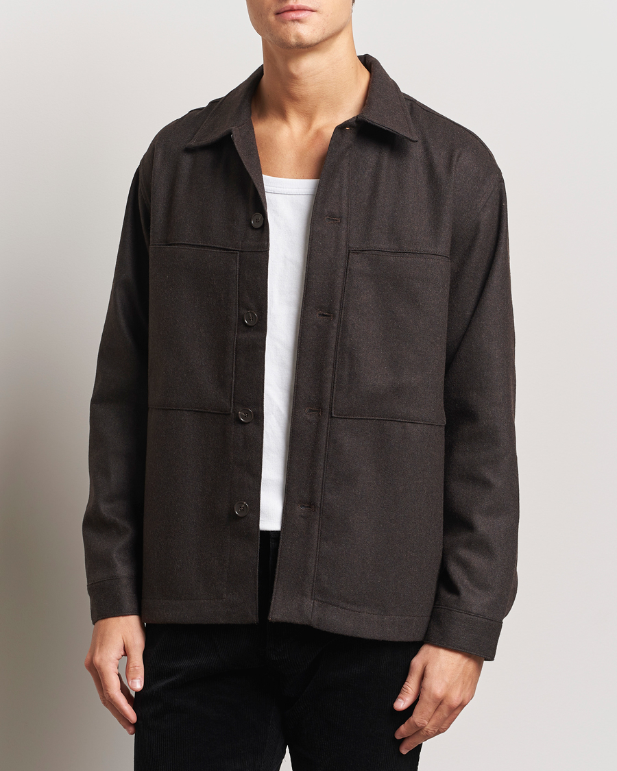 Men | Shirts | NN07 | Isak Wool Overshirt Dark Brown