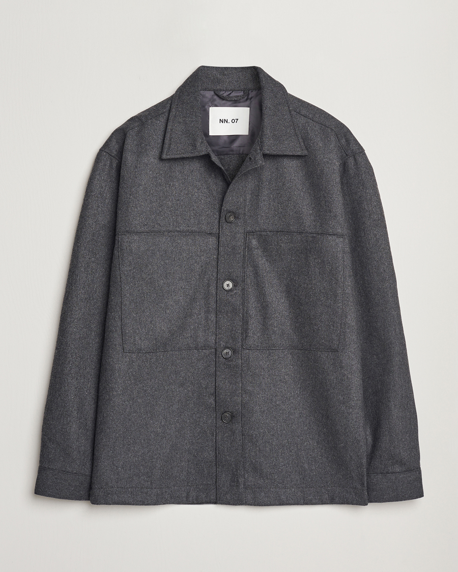 Men | Shirts | NN07 | Isak Wool Overshirt Grey Melange