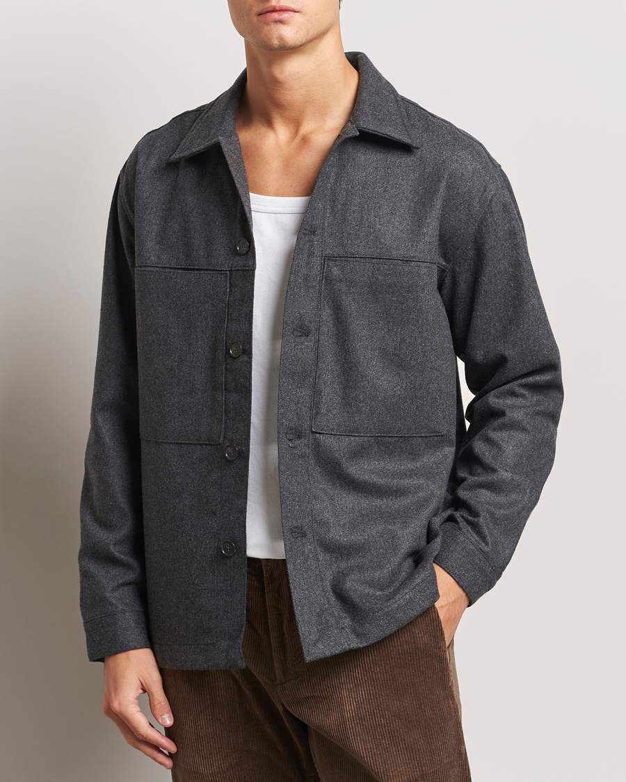 Men | Shirts | NN07 | Isak Wool Overshirt Grey Melange
