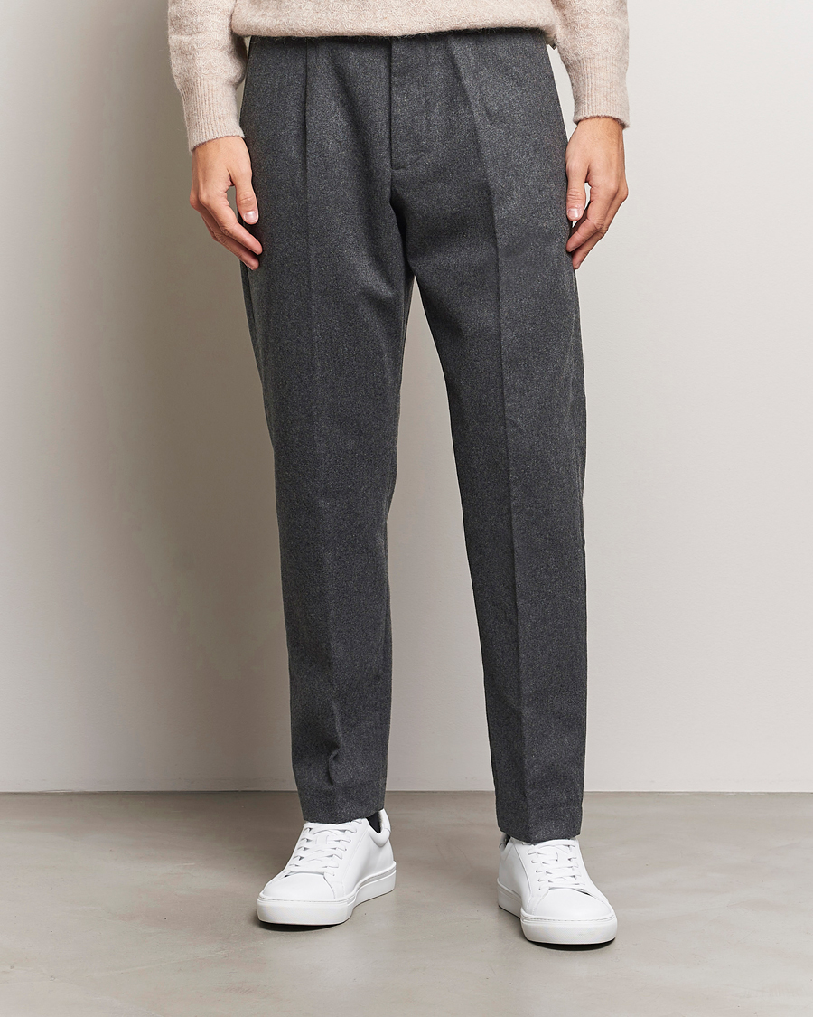 Men | Trousers | NN07 | Bill Wool Pleated Trousers Grey Melange