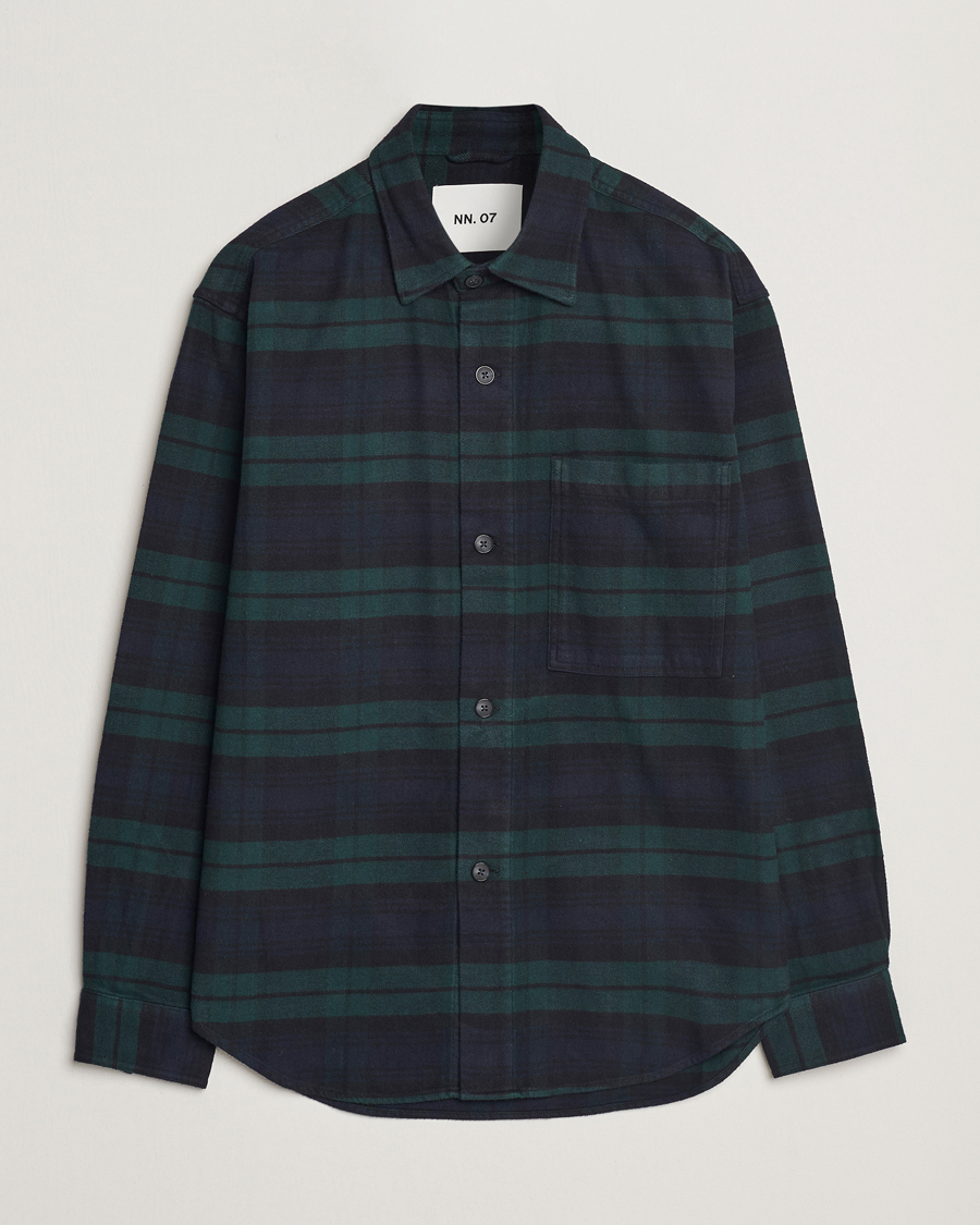 Men | Shirts | NN07 | Adwin Checked Flannel Overshirt Green/Blue