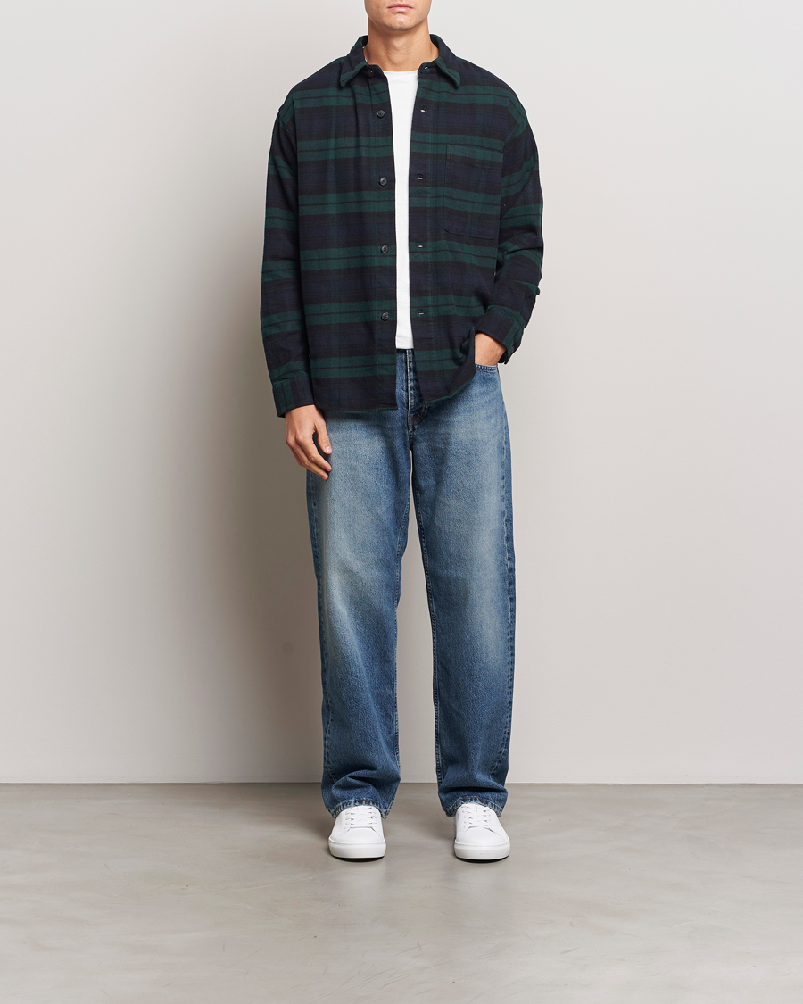 Men | Shirts | NN07 | Adwin Checked Flannel Overshirt Green/Blue