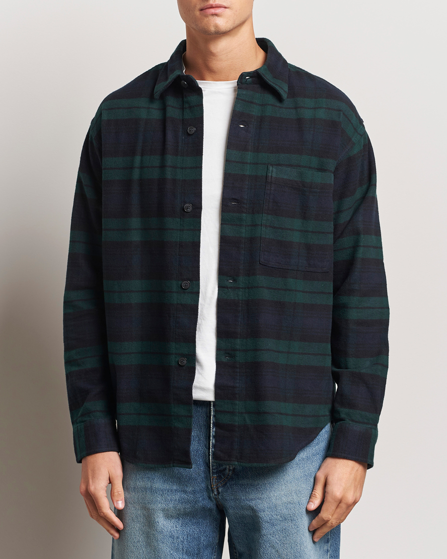 Men | Shirts | NN07 | Adwin Checked Flannel Overshirt Green/Blue