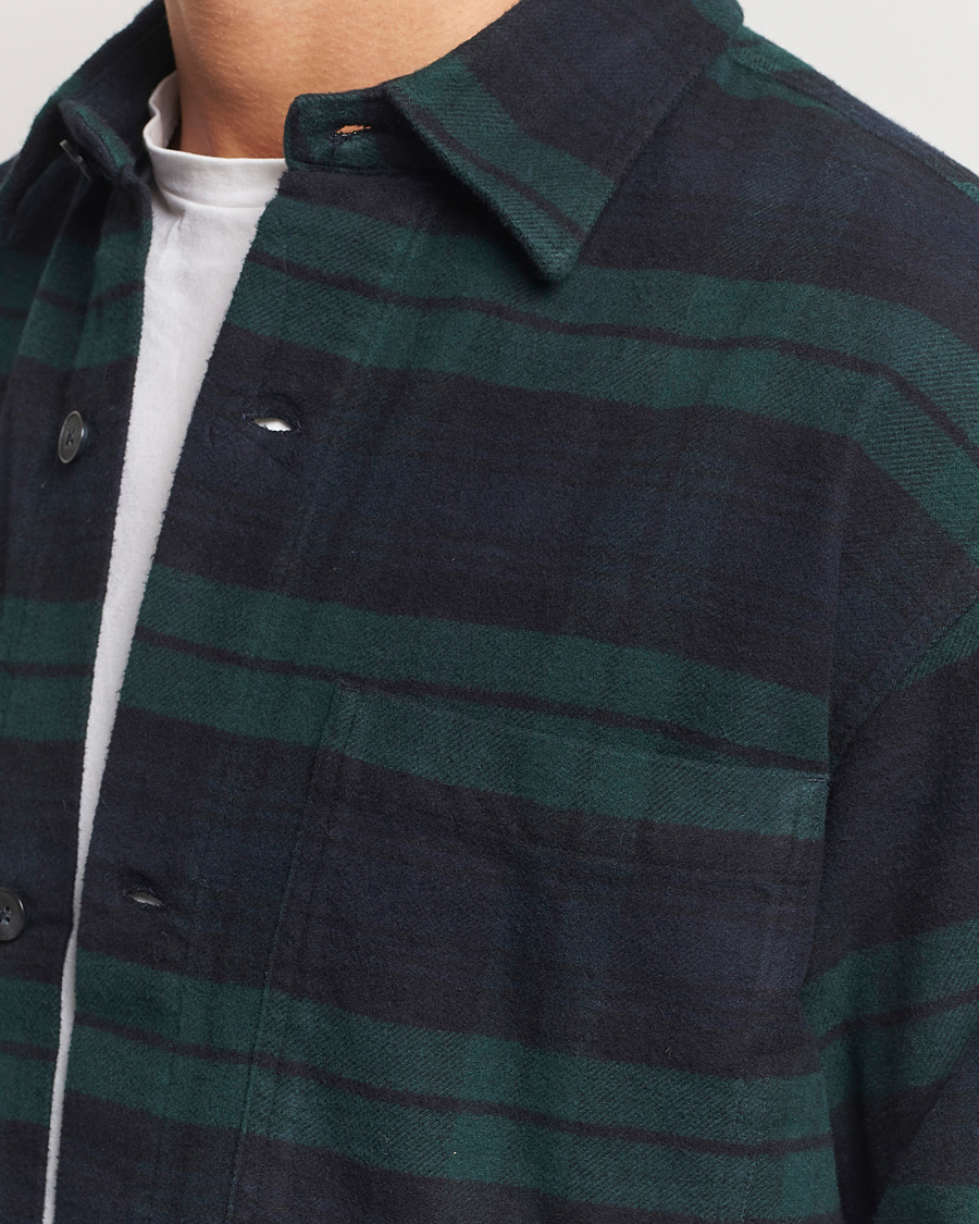 Men | Shirts | NN07 | Adwin Checked Flannel Overshirt Green/Blue