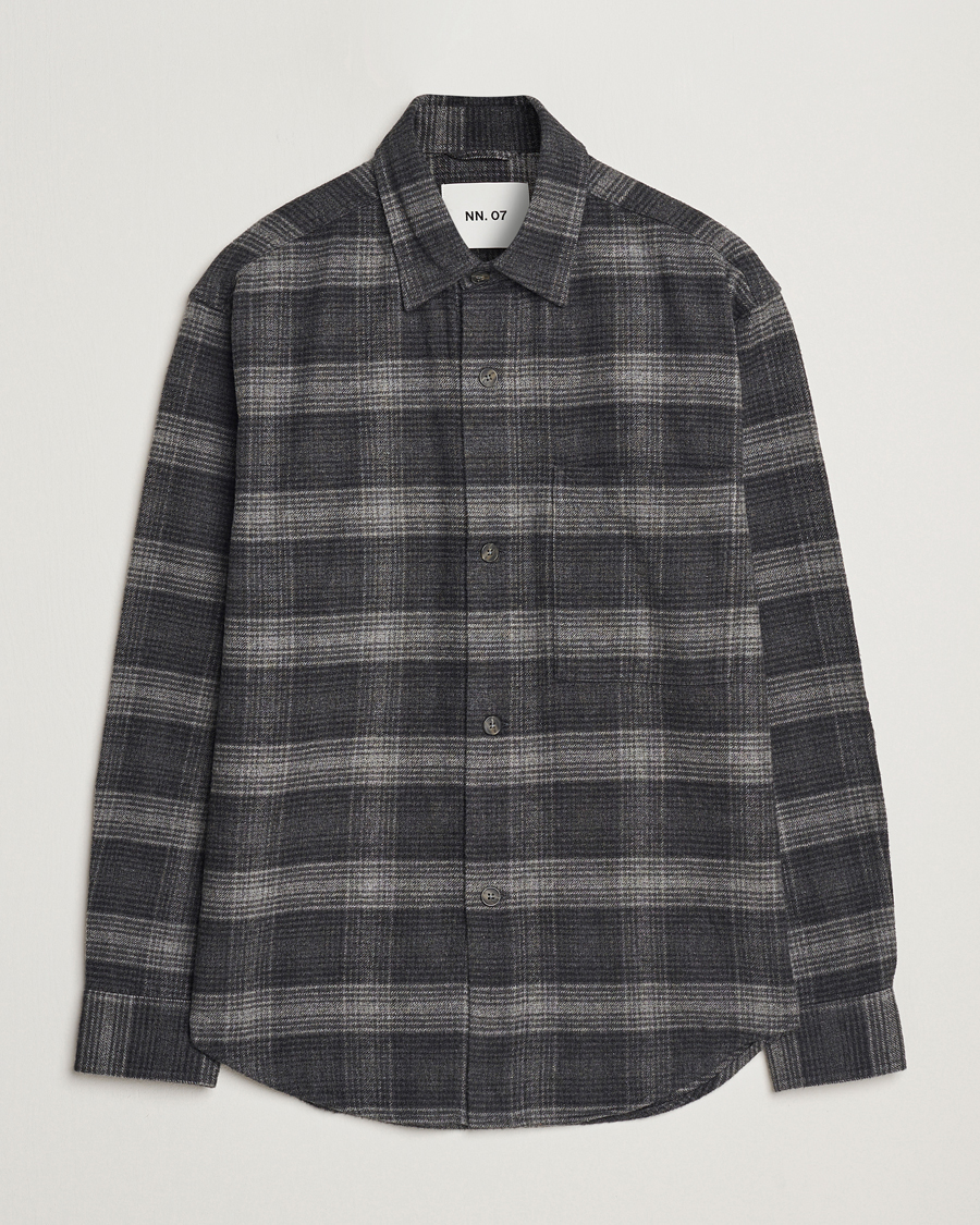 Men | Shirts | NN07 | Adwin Checked Flannel Overshirt Black/Grey