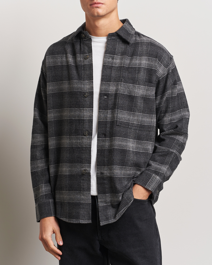 Men | Shirts | NN07 | Adwin Checked Flannel Overshirt Black/Grey
