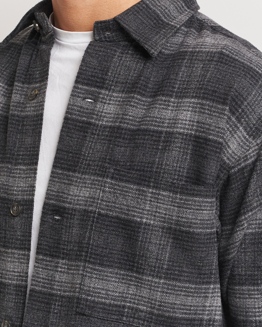 Men | Shirts | NN07 | Adwin Checked Flannel Overshirt Black/Grey