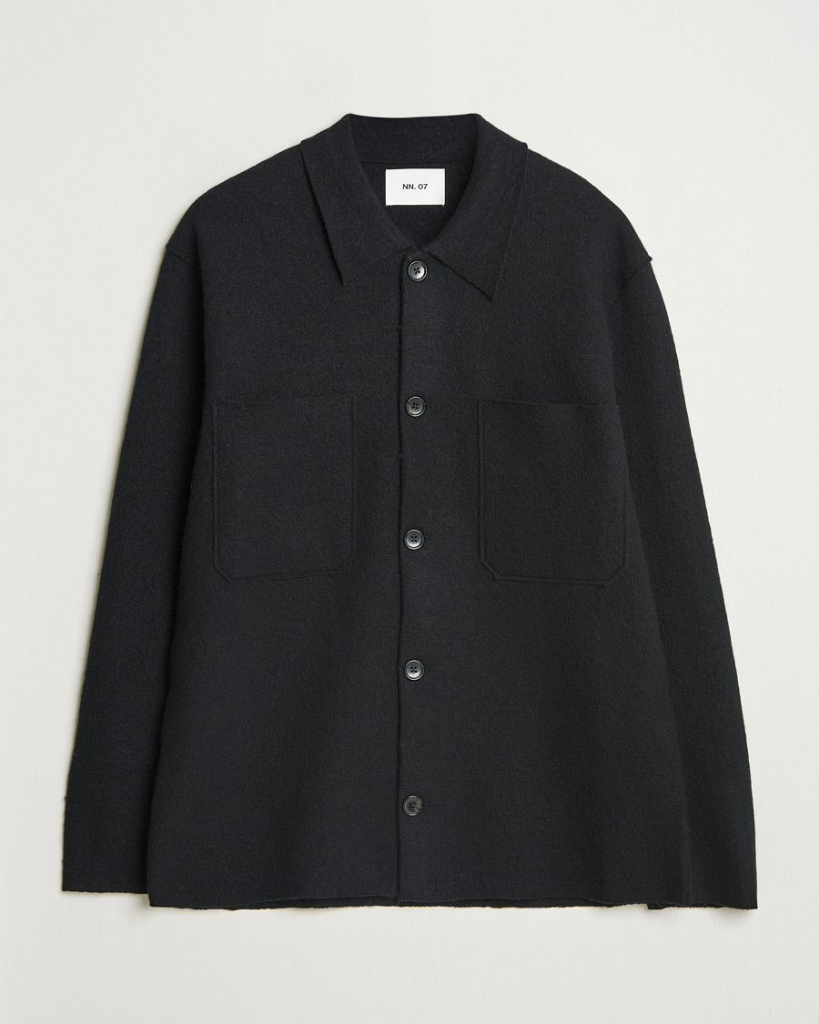 Men | Sweaters & Knitwear | NN07 | Jonas Boiled Wool Cardigan Black