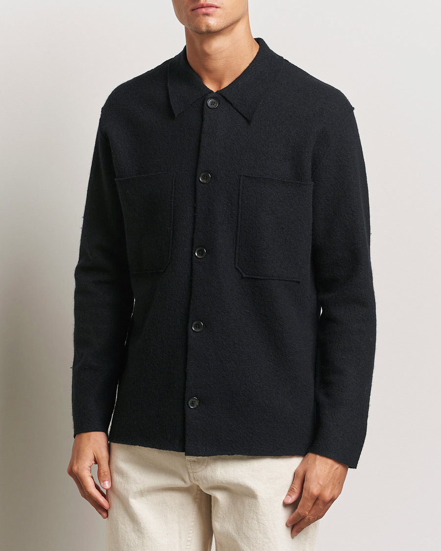 Men | Sweaters & Knitwear | NN07 | Jonas Boiled Wool Cardigan Black
