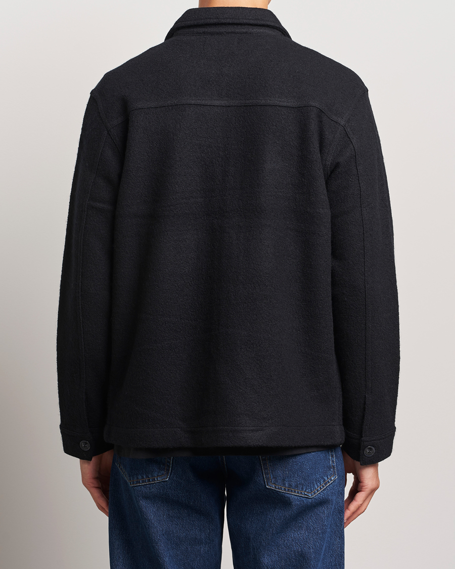 Men | Sweaters & Knitwear | NN07 | Isak Boiled Wool Full Zip Black