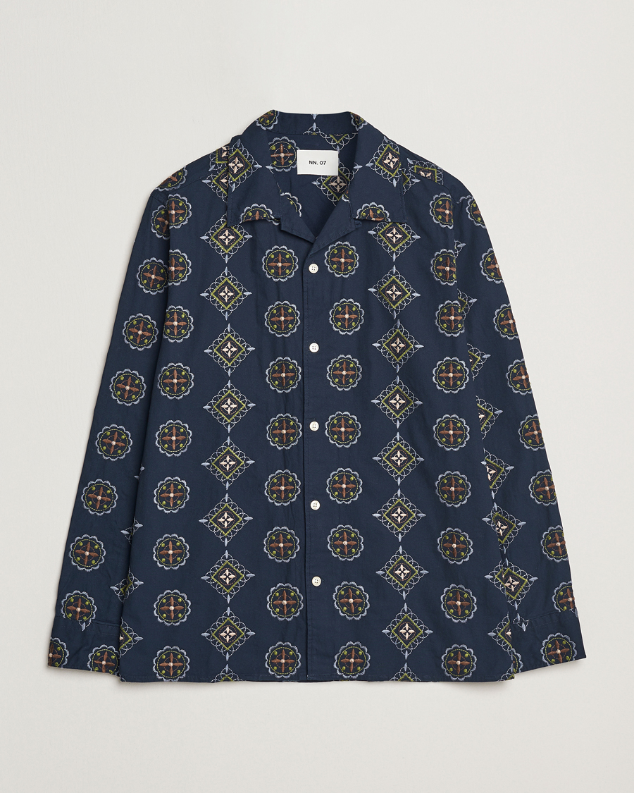 Men | Shirts | NN07 | Julio Crochet Shirt Navy Blue