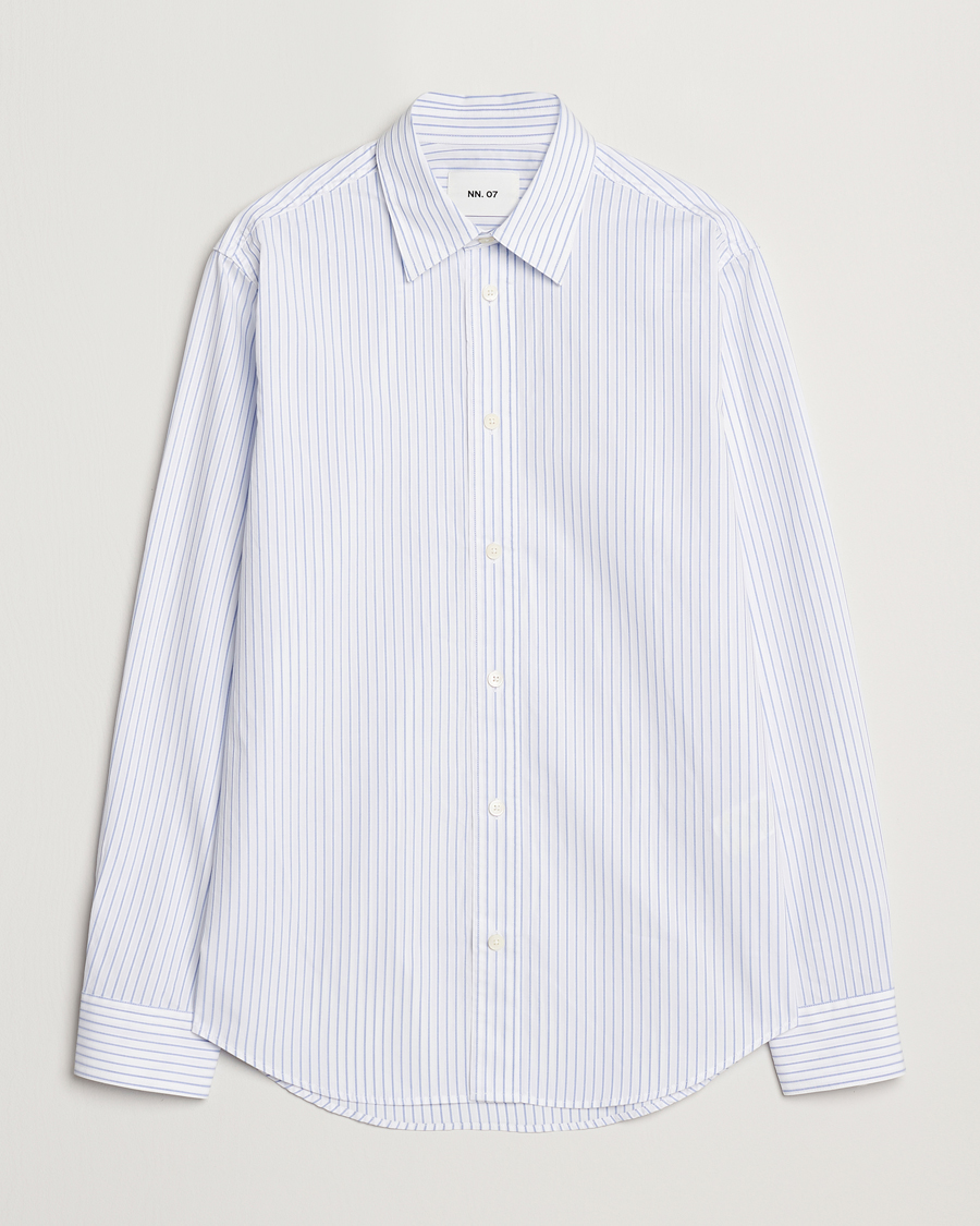 Men | Shirts | NN07 | Colby Poplin Striped Shirt White/Blue