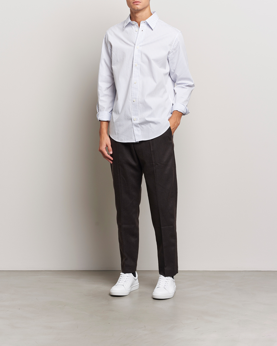 Men | Shirts | NN07 | Colby Poplin Striped Shirt White/Blue