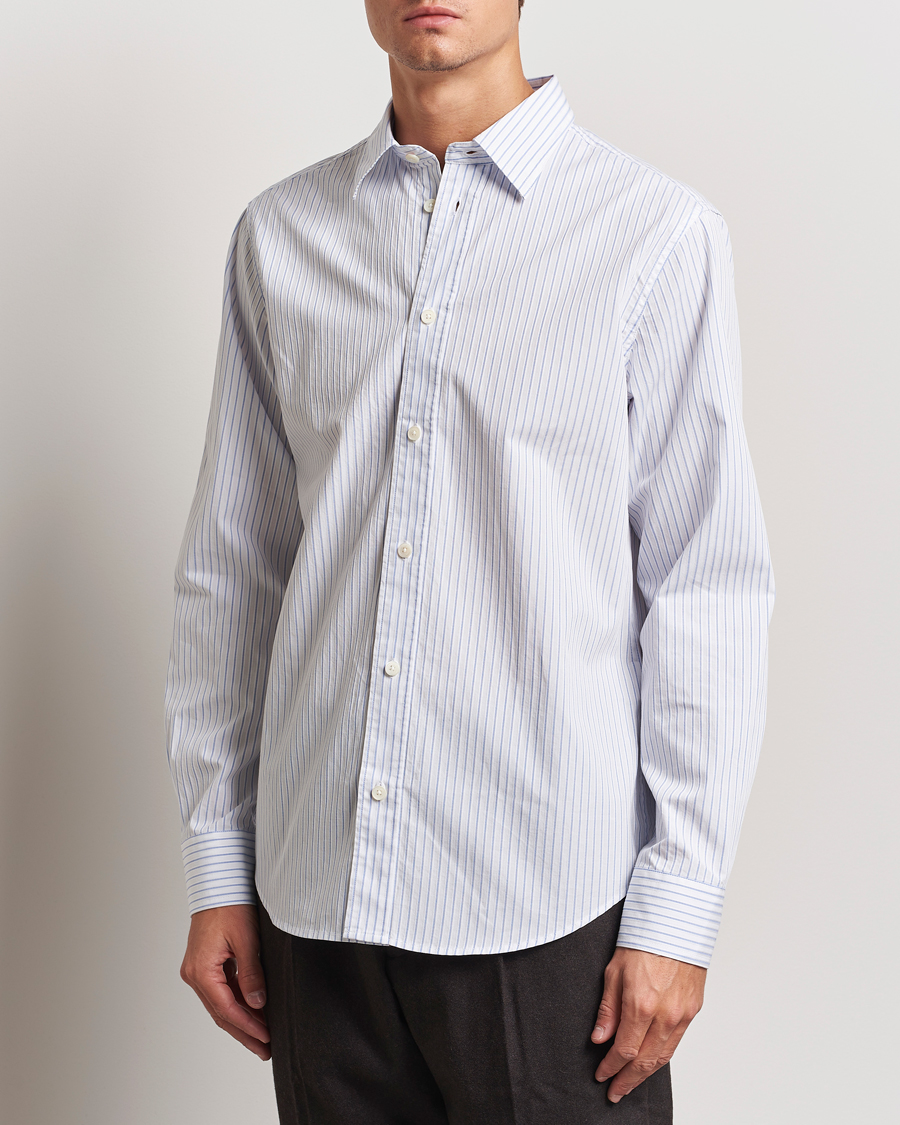 Men | Shirts | NN07 | Colby Poplin Striped Shirt White/Blue