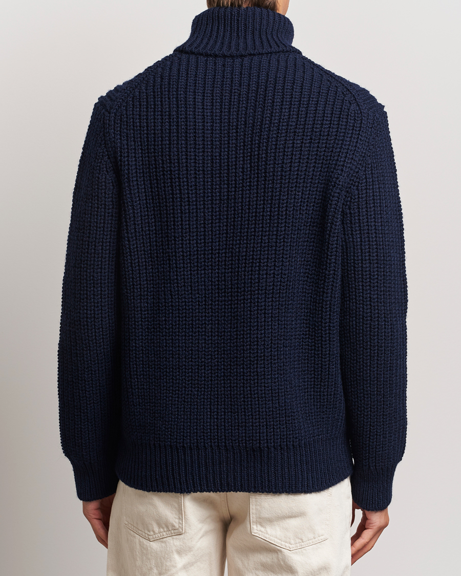 Men | Sweaters & Knitwear | Nudie Jeans | August Chunky Wool Knitted Rollneck Navy