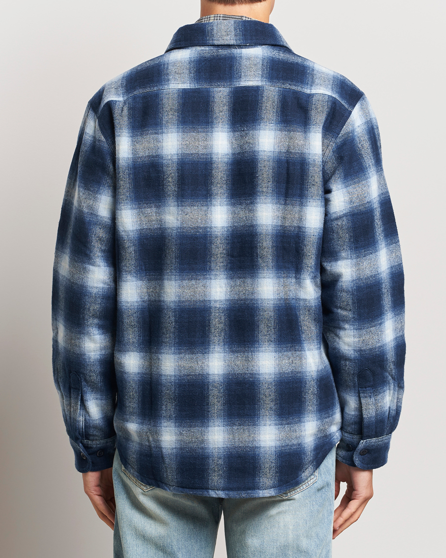 Men | Coats & Jackets | Nudie Jeans | Glenn Padded Checked Shirt Jacket Blue