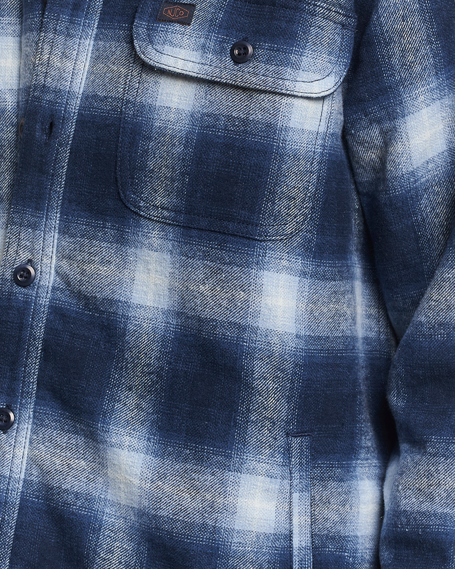 Men | Coats & Jackets | Nudie Jeans | Glenn Padded Checked Shirt Jacket Blue