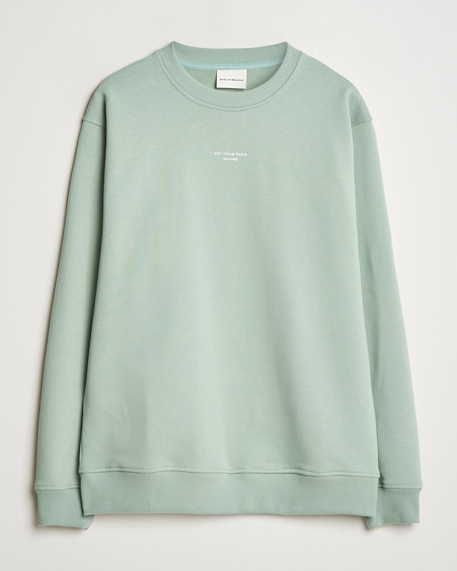 Men | Sweaters & Knitwear | Drôle de Monsieur | Classic Slogan Sweatshirt Water Green