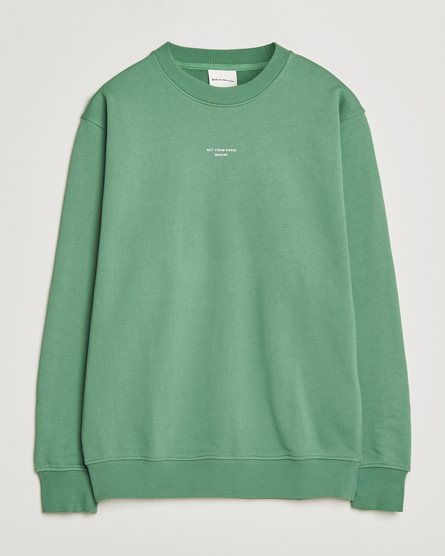 Men | Sweaters & Knitwear | Drôle de Monsieur | Classic Slogan Sweatshirt Water Green