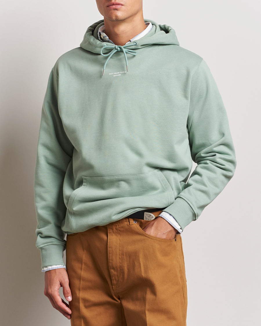 Men | Sweaters & Knitwear | Drôle de Monsieur | Classic Slogan Hoodie Water Green