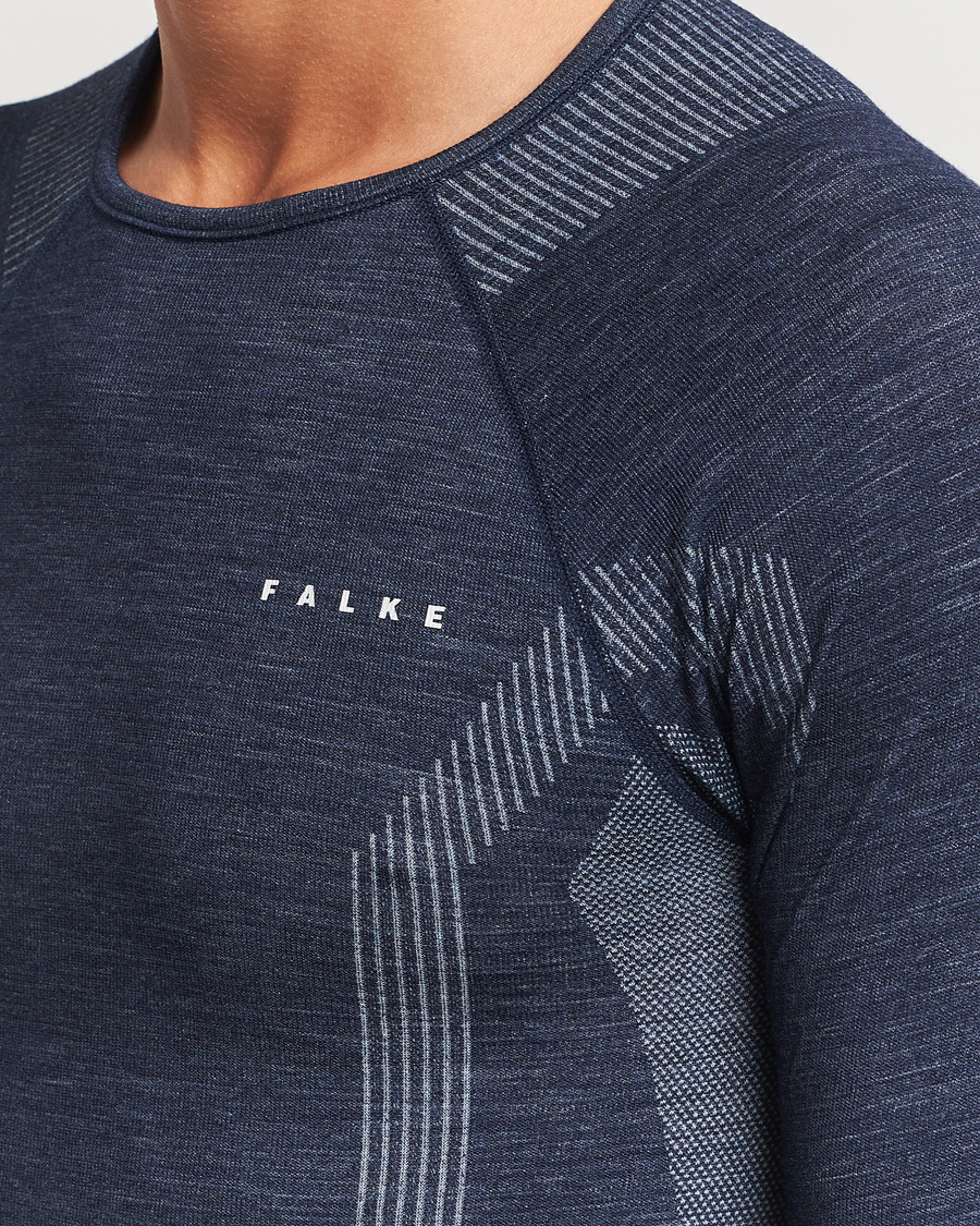 Men | T-Shirts | Falke Sport | Long Sleeve Wool Tech Shirt Space Blue