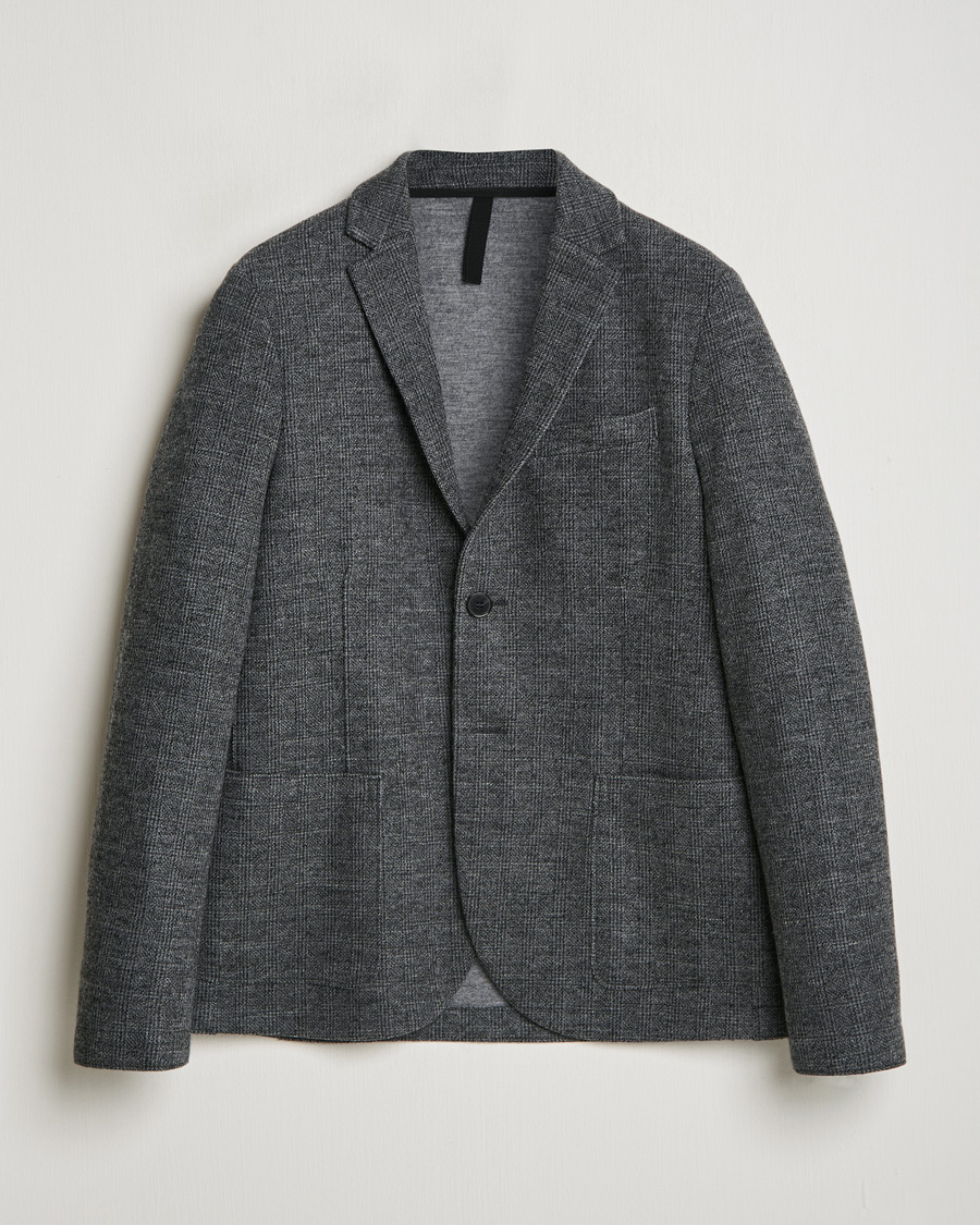 Men | Blazers | Harris Wharf London | Two Button Prince Of Wales Blazer Grey/Black