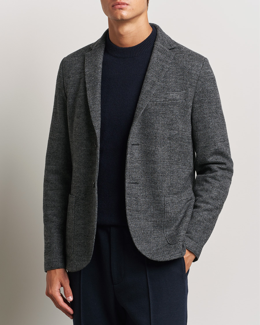 Men | Blazers | Harris Wharf London | Two Button Prince Of Wales Blazer Grey/Black