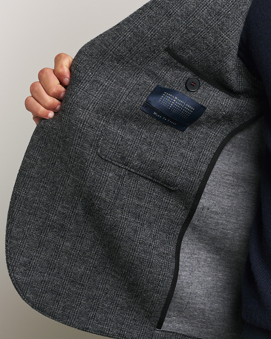 Men | Blazers | Harris Wharf London | Two Button Prince Of Wales Blazer Grey/Black