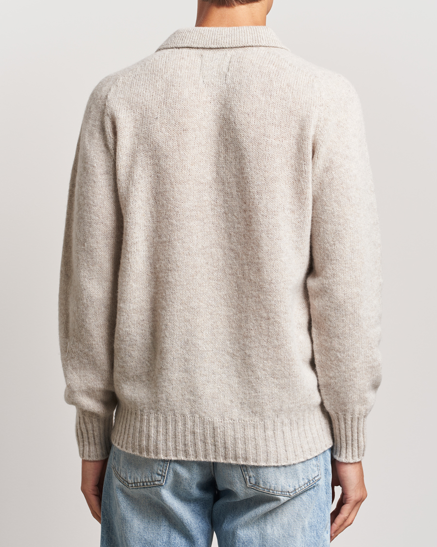 Men | Sweaters & Knitwear | Howlin' | Brushed Wool Polo Cosmic Latte