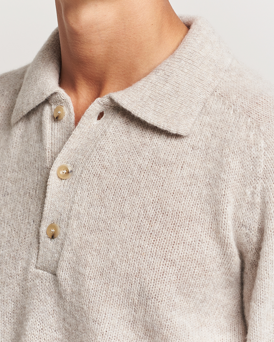 Men | Sweaters & Knitwear | Howlin' | Brushed Wool Polo Cosmic Latte