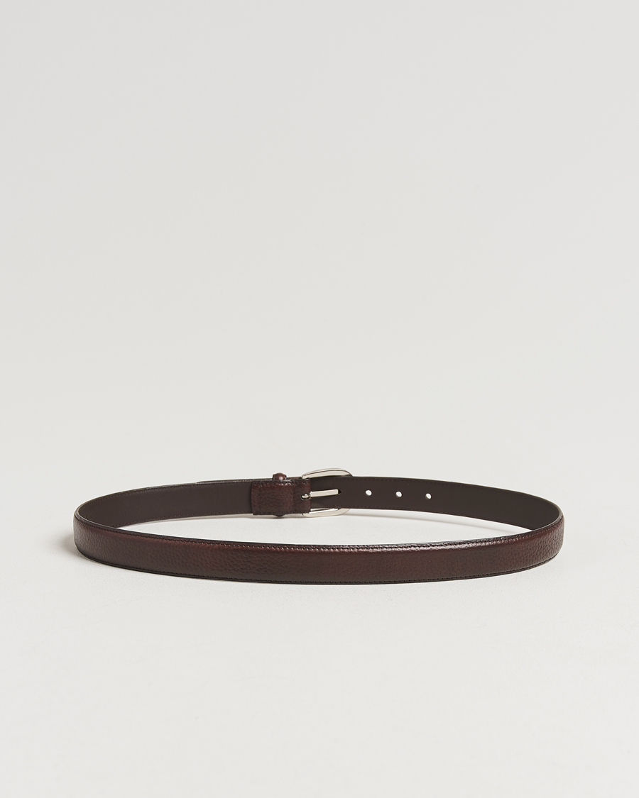 Men | Belts | Loake Shoemakers | Harry Grained Leather Belt Dark Brown