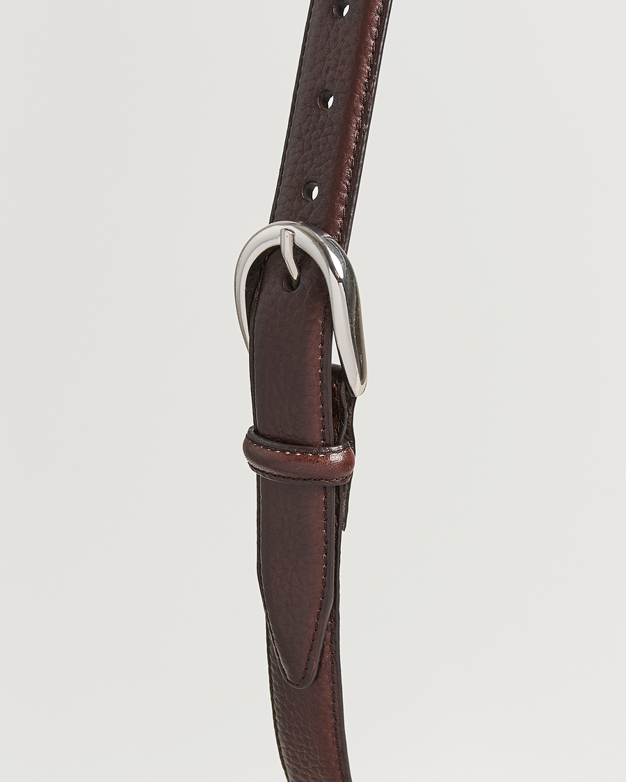 Men | Belts | Loake 1880 | Harry Grained Leather Belt Dark Brown