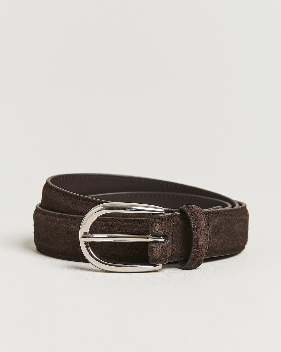 Men | Belts | Loake 1880 | Harry Suede Belt Dark Brown