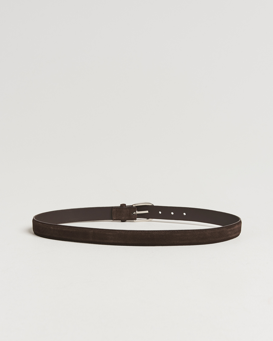 Men | Belts | Loake 1880 | Harry Suede Belt Dark Brown