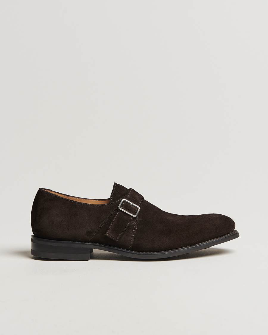 Men | Monk Strap Shoes | Loake 1880 | 357 Suede Single Monk Dark Brown