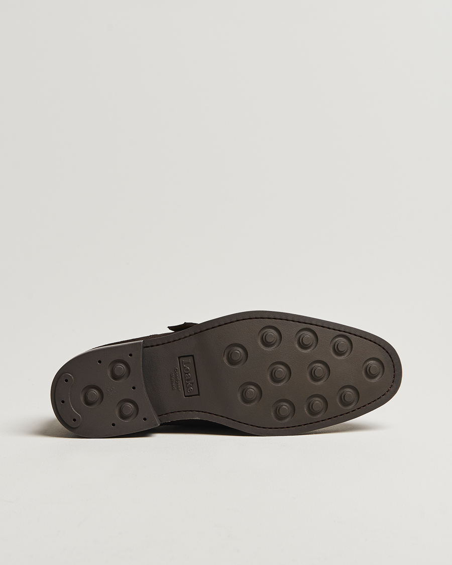 Men | Monk Strap Shoes | Loake 1880 | 357 Suede Single Monk Dark Brown