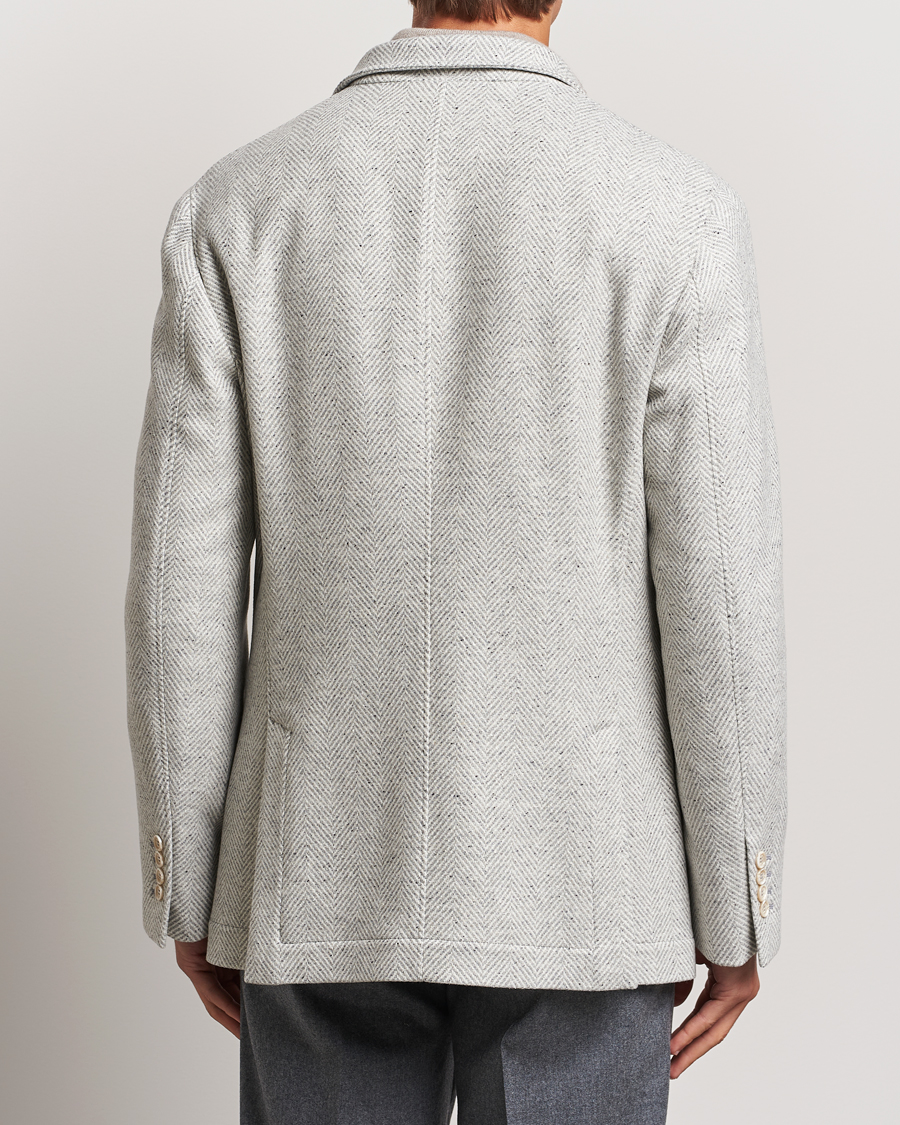 Men | Coats & Jackets | Brunello Cucinelli | Cashmere Herringbone City Jacket Pearl Grey