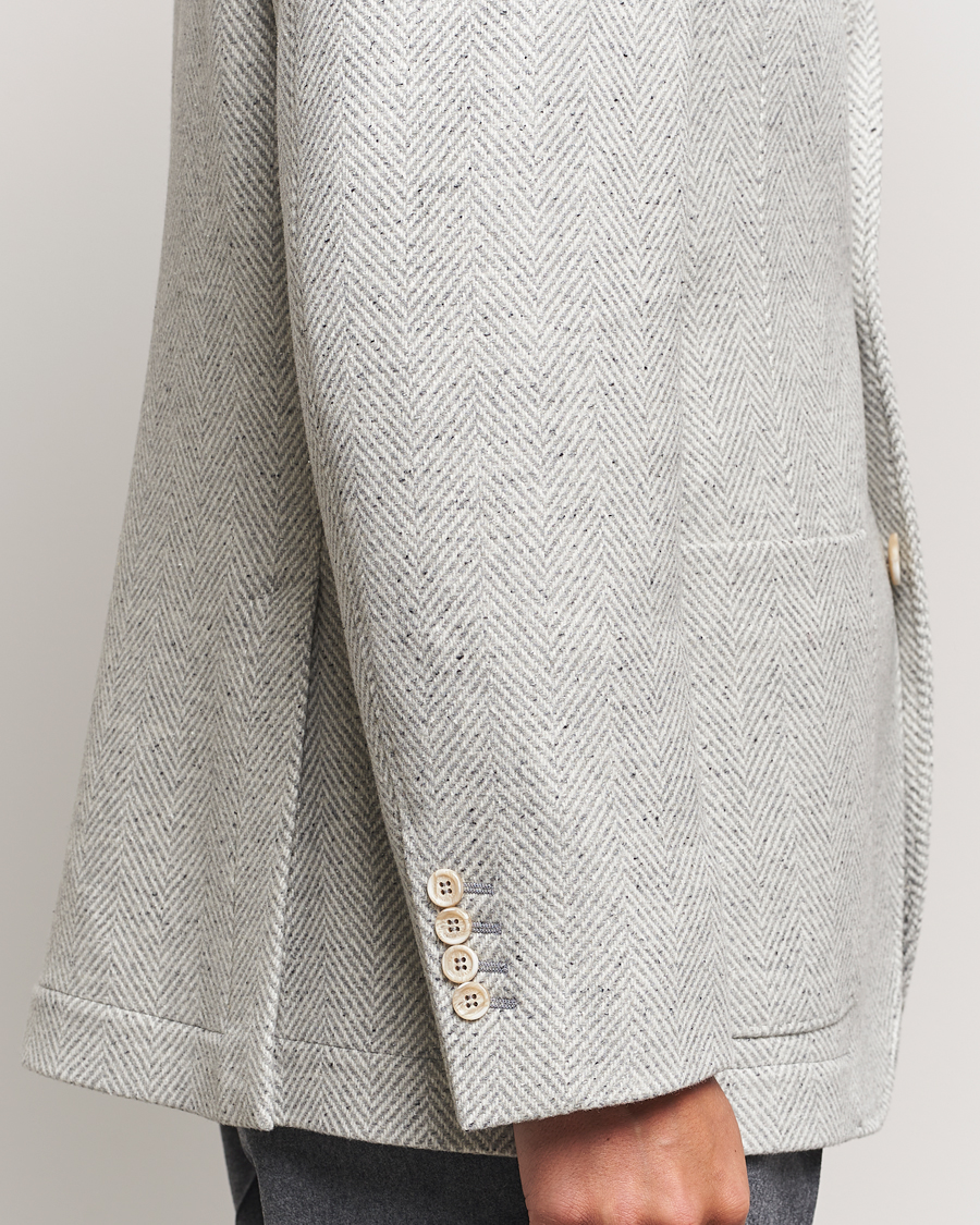 Men | Coats & Jackets | Brunello Cucinelli | Cashmere Herringbone City Jacket Pearl Grey
