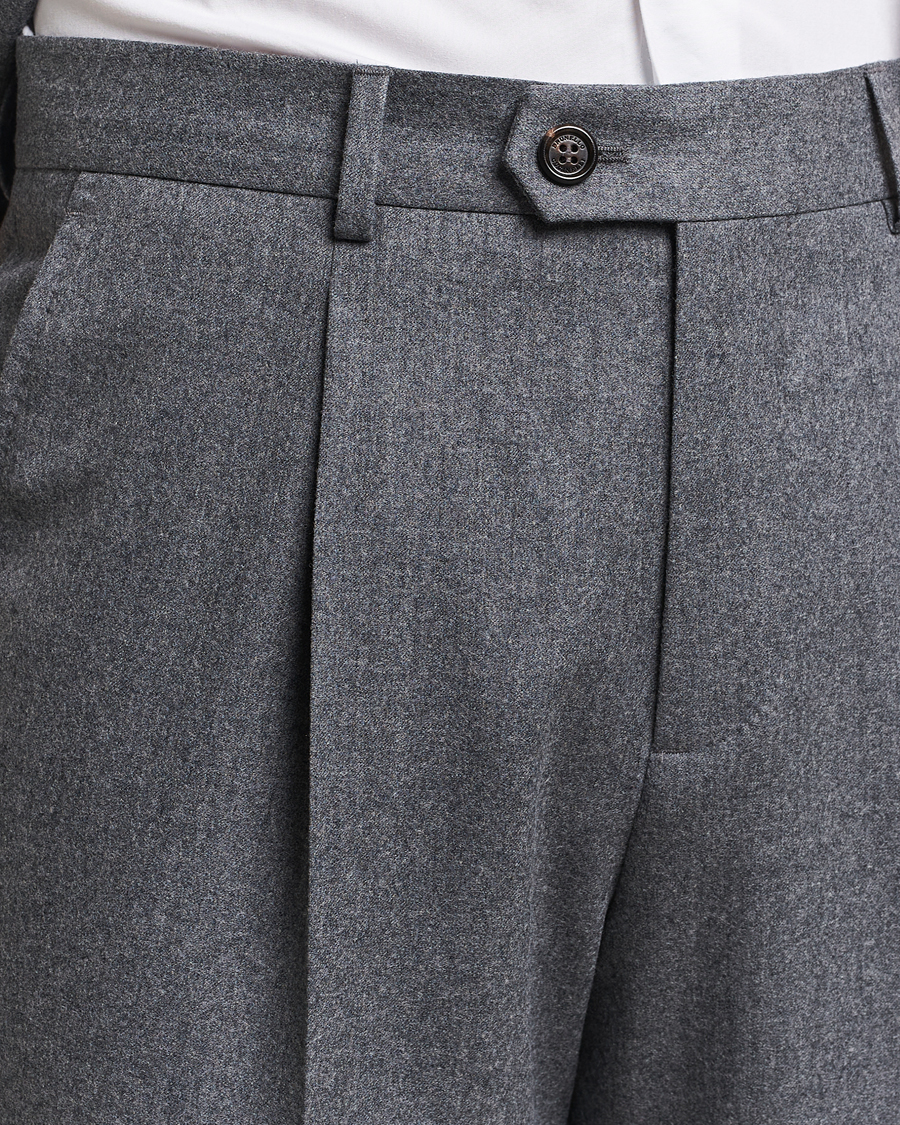 Men | Suits | Brunello Cucinelli | Single Breasted Flannel Suit Grey Melange